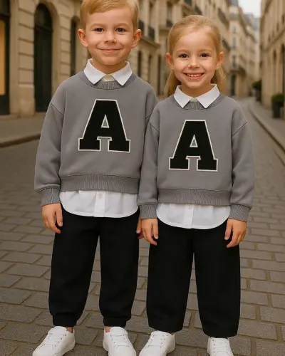 Yeni Sezon Gri Sweatshirt Pantolon Takım