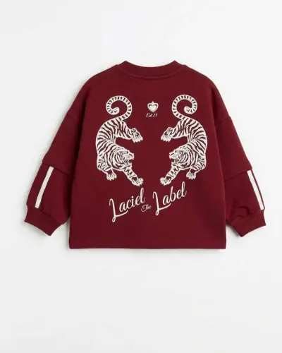 Sırt Detaylı Bordo Sweatshirt