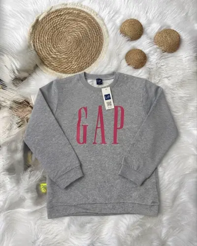 Gri Pembe Baskılı Sweatshirt